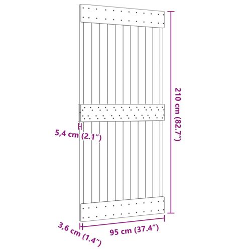 Врата NARVIK Естествен 95 x 210 cm Солидна борова дървесина