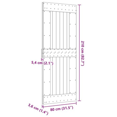 Врата NARVIK Естествен 80 x 210 cm Солидна борова дървесина