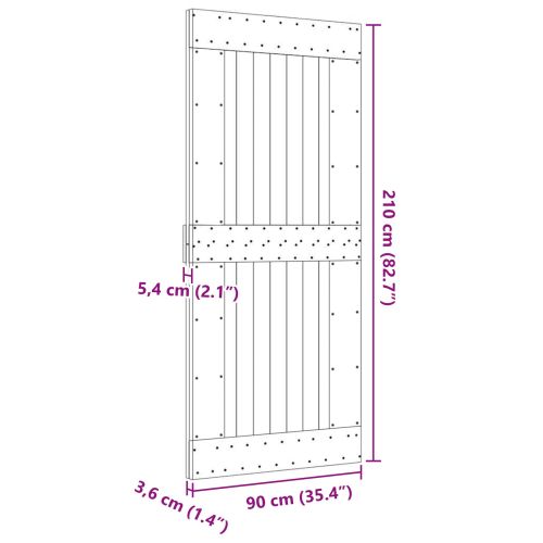 Врата NARVIK Естествен 90 x 210 cm Солидна борова дървесина