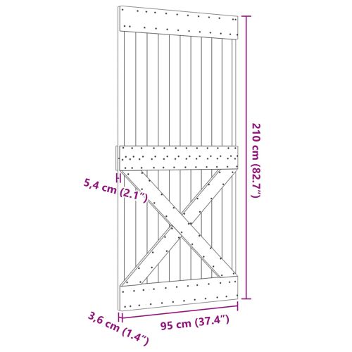 Врата NARVIK Естествен 95 x 210 cm Солидна борова дървесина