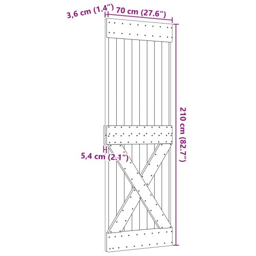 Врата NARVIK Естествен 70 x 210 cm Солидна борова дървесина