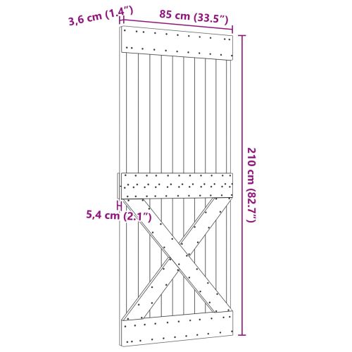 Врата NARVIK Естествен 85 x 210 cm Солидна борова дървесина