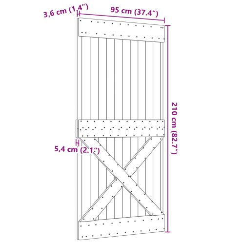 Врата NARVIK Естествен 95 x 210 cm Солидна борова дървесина