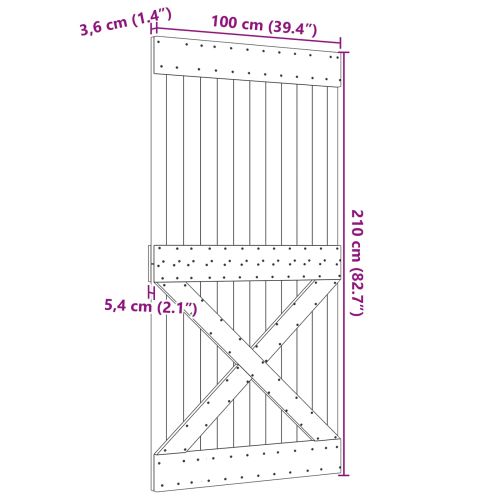 Врата NARVIK Естествен 100 x 210 cm Солидна борова дървесина