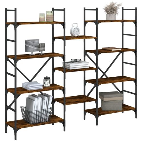 Етажерка за книги опушен дъб 160x28,5x136,5 см инженерно дърво