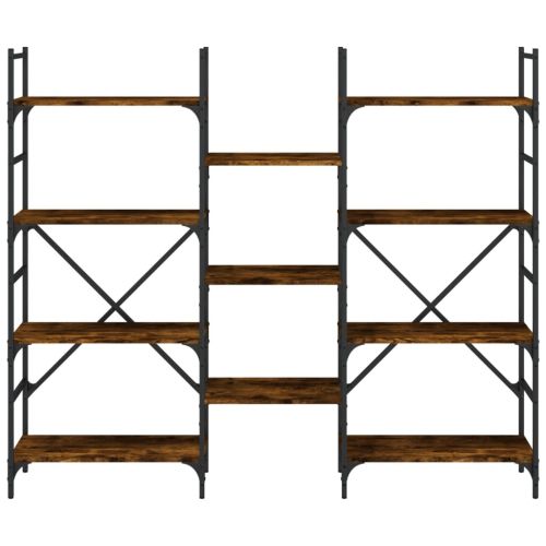 Етажерка за книги опушен дъб 160x28,5x136,5 см инженерно дърво