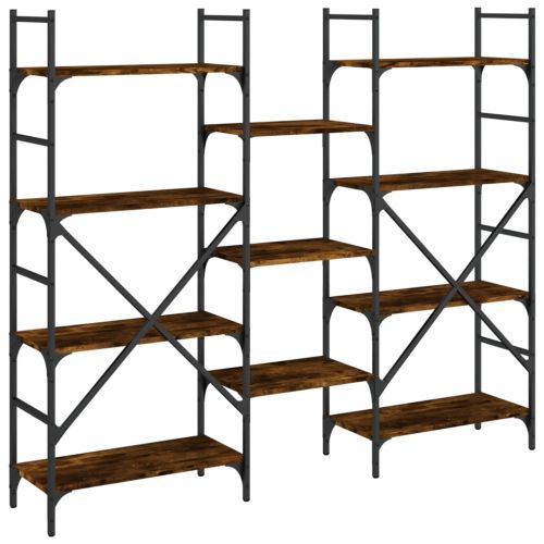 Етажерка за книги опушен дъб 160x28,5x136,5 см инженерно дърво