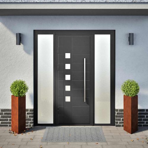 Градински саксии 2 бр. триъгълни 30x26x75 см Изветряла стомана