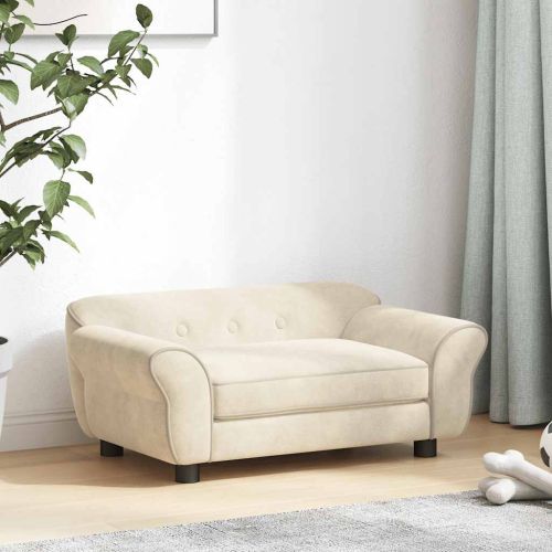 Кучешки диван, кремав, 72x45x30 см, плюш