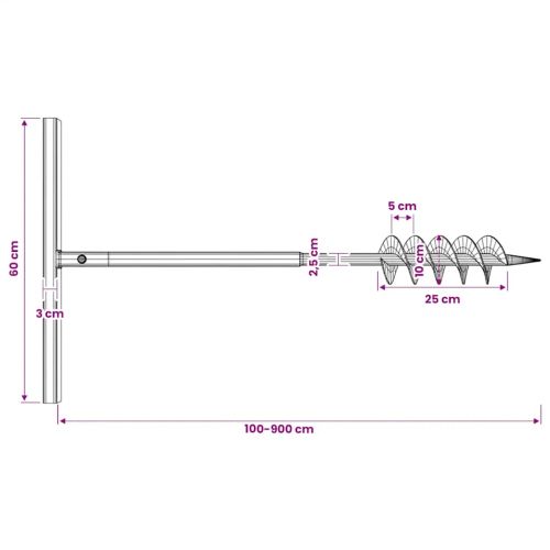 Комплект свредло за земя 100 мм с дръжка и стоманени удължители 9 м