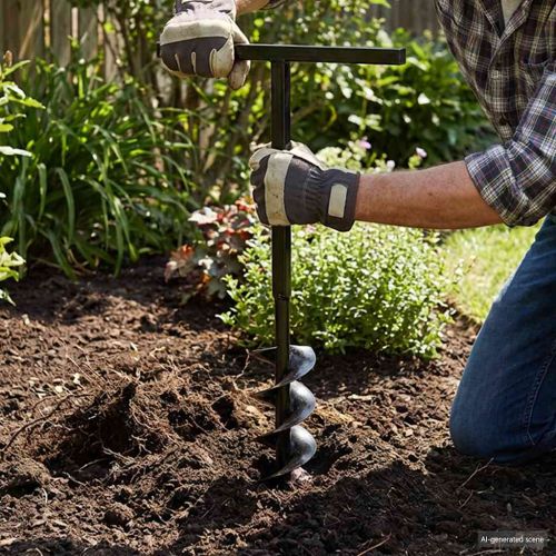 Комплект свредло за земя 150 мм с дръжка и стоманени удължители 5 м