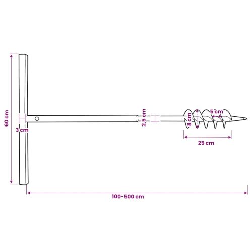 Комплект свредло за земя 80 мм с дръжка и стоманени удължители 5 м