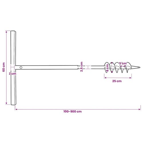 Комплект свредло за земя 80 мм с дръжка и стоманени удължители 9 м