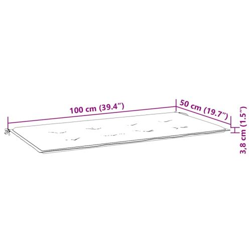 Градинска пейка с кремава възглавница, 112 см, тик масив