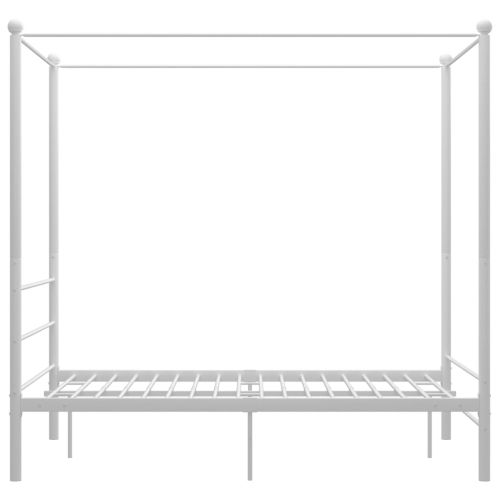 Рамка за легло с балдахин, бяла, метал, 140x200 cм