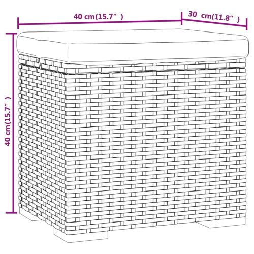 Табуретки с възглавници 2 бр кафяви 40x30x40 см полиратан
