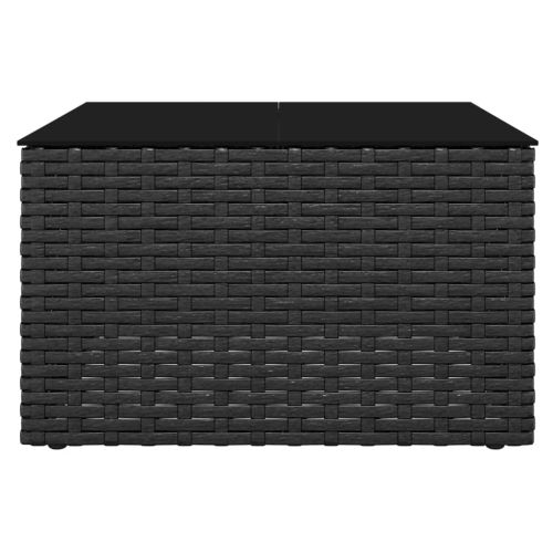 Градински лаундж комплект с възглавници 2 части черен полиратан