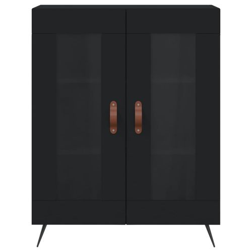 Сайдборд, черен, 69,5x34x90 см, инженерно дърво