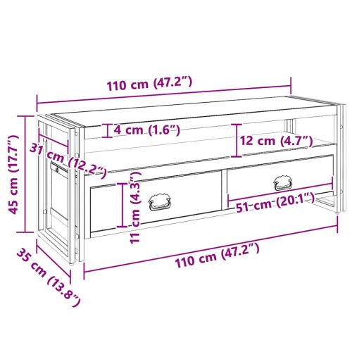 ТВ шкаф, 120x35x45 см, акациево дърво масив