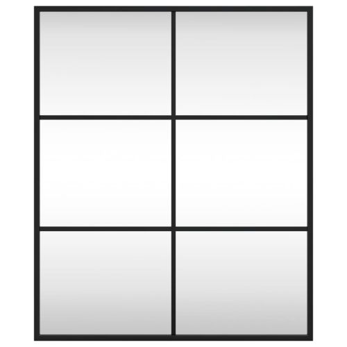 Стенно огледало, черно, 50x60 см, правоъгълно, желязо