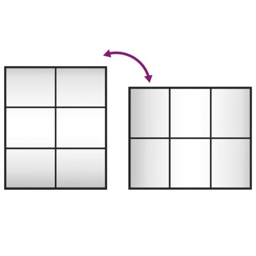 Стенно огледало, черно, 50x60 см, правоъгълно, желязо