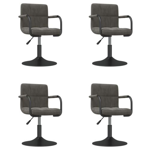 Въртящи трапезни столове, 4 бр, тъмносиви, кадифе