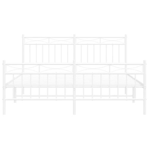 Метална рамка за легло с горна и долна табла, бяла, 150x200 см