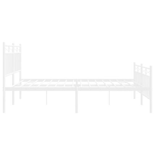 Метална рамка за легло с горна и долна табла, бяла, 150x200 см