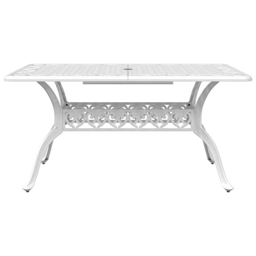 Градински трапезен комплект, 5 части, бял, лят алуминий