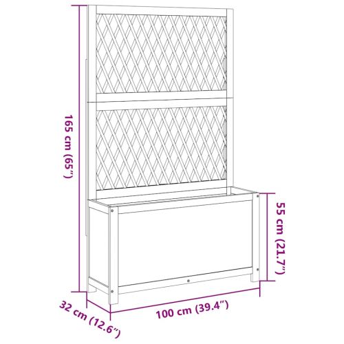 Кашпа с пергола, 100x32x165 cm, акация масив