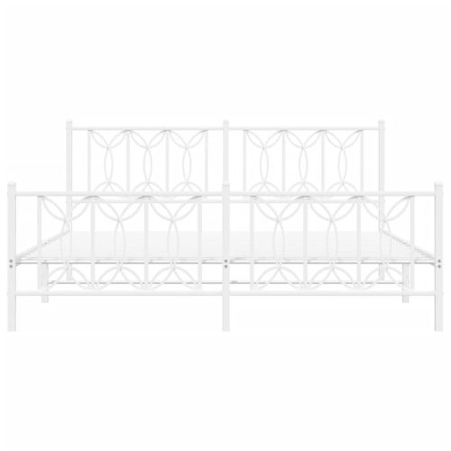 Метална рамка за легло с горна и долна табла, бяла, 180x200 см