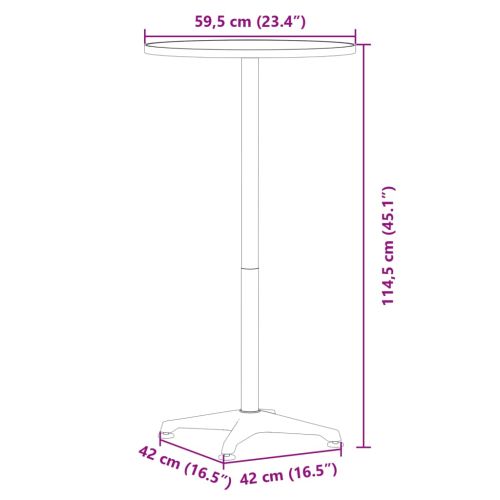 Външна бар маса, регулируема, Ø59,5x70/114,5 см, алуминий