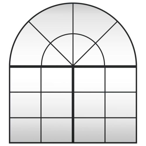 Стенно огледало, черно, 100x110 см, арка, желязо