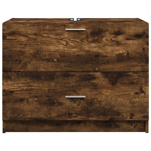 Шкаф за мивка, опушен дъб, 78x37x59 см, инженерно дърво