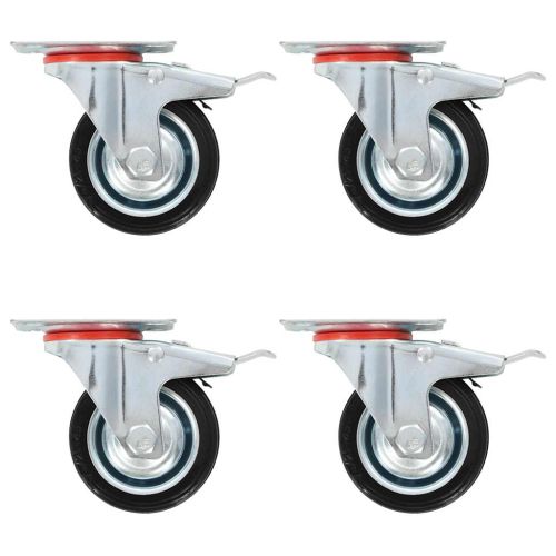4 бр въртящи се колела с двойни спирачки, 75 мм