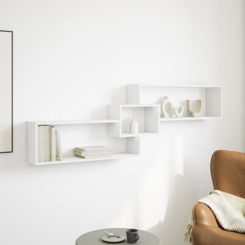 Стенен шкаф, 158x18x53 см, бял, инженерно дърво