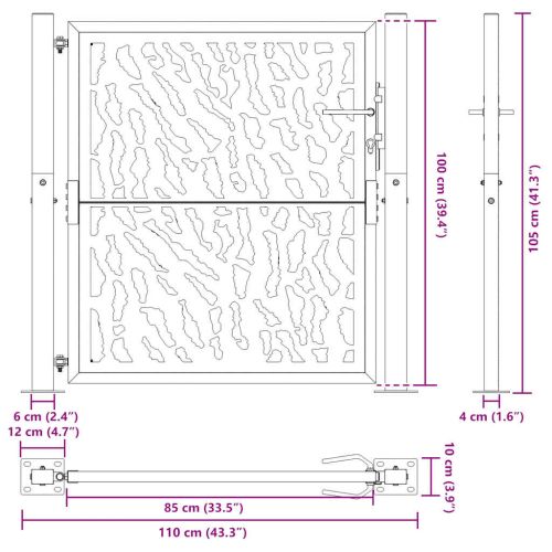 Градинска порта, черна, 100x100 см, стоманена, с трасета