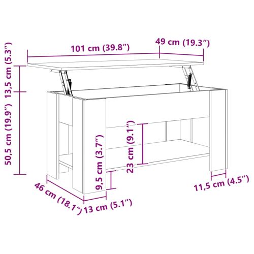 Масичка за кафе от старо дърво 101x49x52 cm Инженерна дървесина