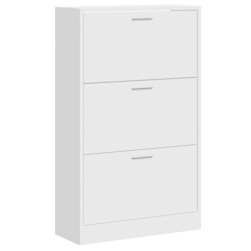 Шкаф за обувки, бял гланц, 63x24x103 см, инженерно дърво