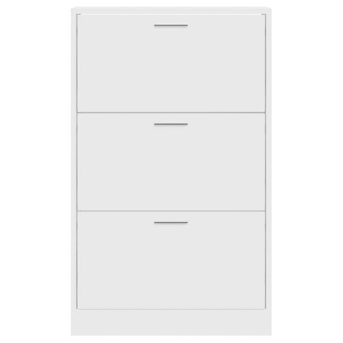 Шкаф за обувки, бял гланц, 63x24x103 см, инженерно дърво