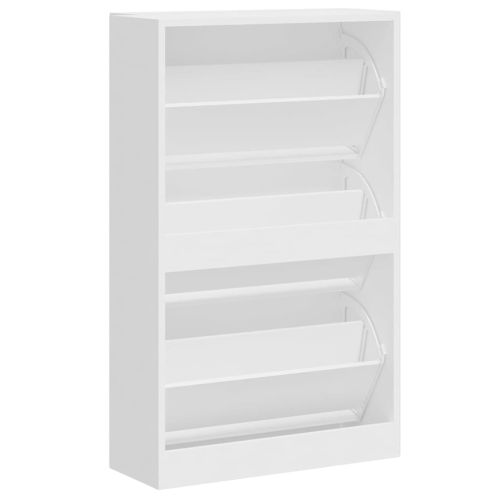 Шкаф за обувки, бял гланц, 63x24x103 см, инженерно дърво