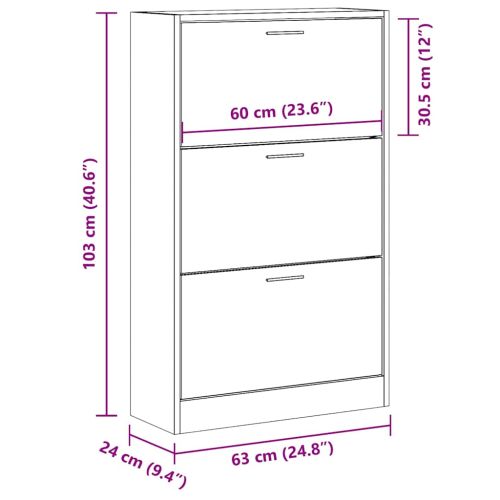 Шкаф за обувки, бял гланц, 63x24x103 см, инженерно дърво