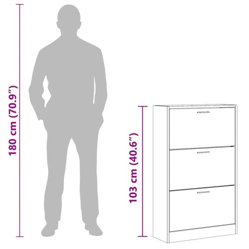 Шкаф за обувки, бял гланц, 63x24x103 см, инженерно дърво