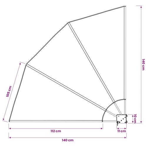 Сгъваема странична тента за балкон, теракота, 140x140 см
