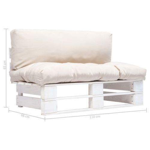 Градински палетен диван с пясъчни възглавници, борово дърво