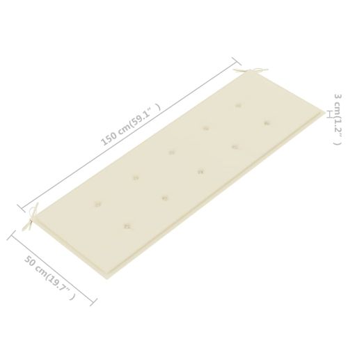 3-местна градинска пейка с възглавница, 150 cм, евкалипт масив
