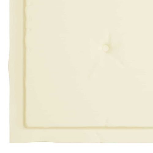 Градински столове, 2 бр, кремави възглавници, тик масив