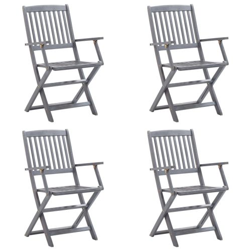 Сгъваеми градински столове, 4 бр, с възглавници, акация масив