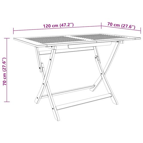 Сгъваема градинска маса, 120x70x75 см, евкалиптово дърво масив