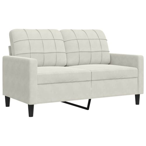 Мека мебел от 2 части с възглавници и болстери кремав кадифе